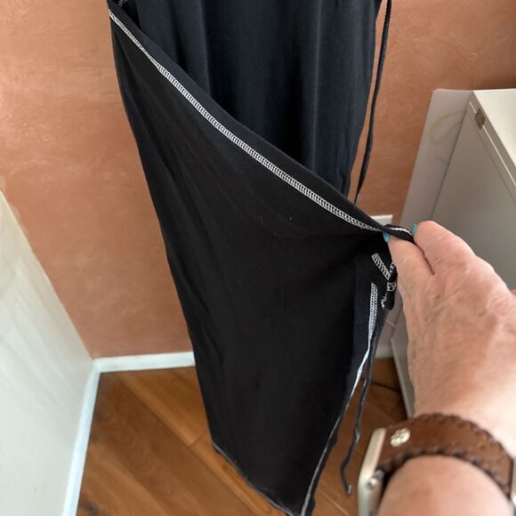 OSOS Design Maxi Dress Sz US12. Black Sleeveless Summer Boho Cotton Stretch - Picture 5 of 12